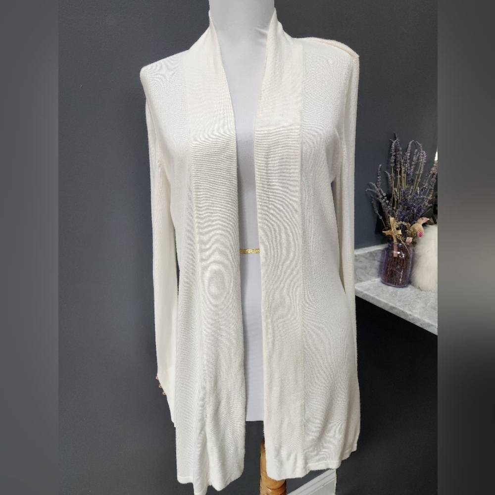 White house Black Market Elegant off- White Open-Front Sweater size s